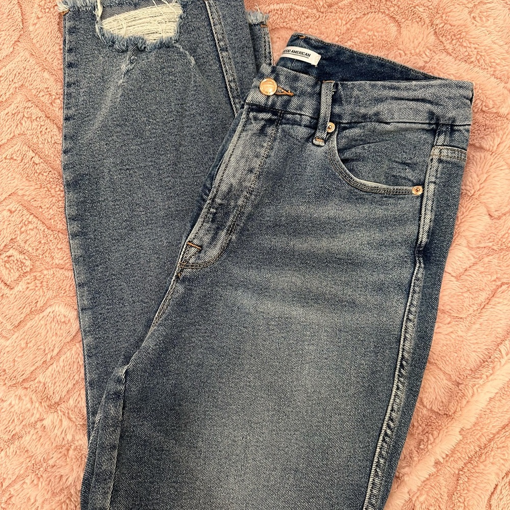 Good American Distressed Blue Skinny Jeans
